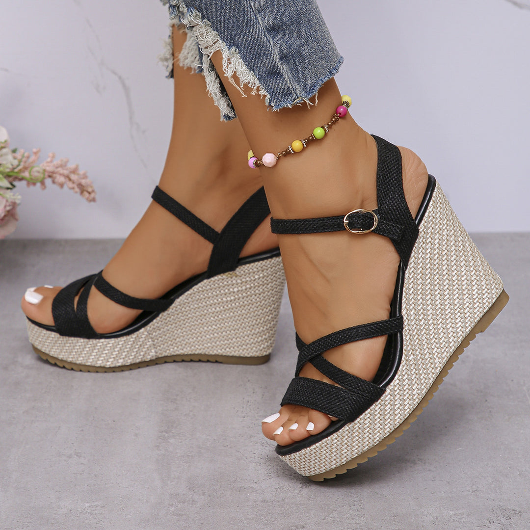 Damen Wedge-Sandalen mit verstellbarem Riemen und rutschfester Sohle EB