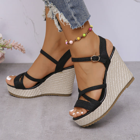 Damen Wedge-Sandalen mit verstellbarem Riemen und rutschfester Sohle EB