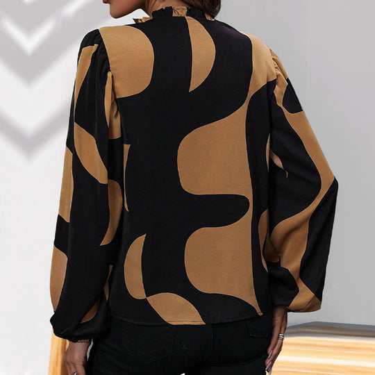 Damen Bluse mit verspieltem geometrischen Muster und lockerem Schnitt EB