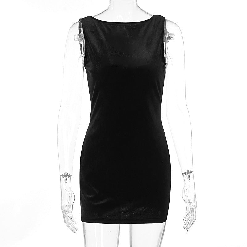 Damen Figurumspielendes Minikleid aus luxuriösem Samtstoff EB