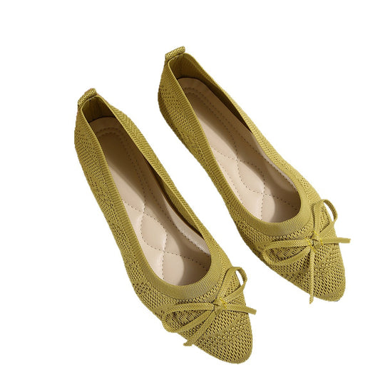 Damen Bequeme und stilvolle Ballerinas mit dekorativer Schleife EB