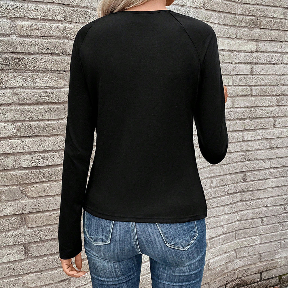 Damen gerafftes Langarmshirt mit Knotendetail und asymmetrischem Saum Eichborn Berlin