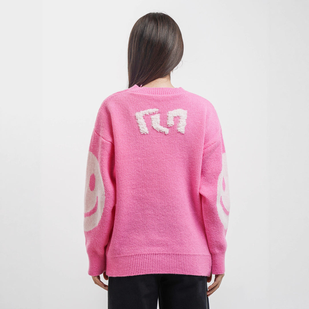 Damen gemütlicher Oversize-Pullover mit lässigem Grafikdesign EB
