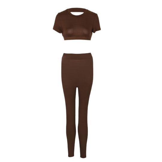 Damen Set aus cropped Oberteil und figurbetonten Leggings EB