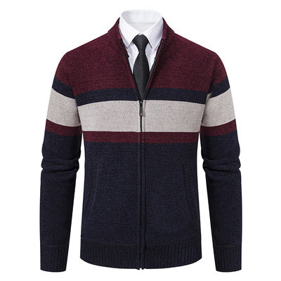 Herren Strickjacke mit hohem Kragen und innovativem Zip EB