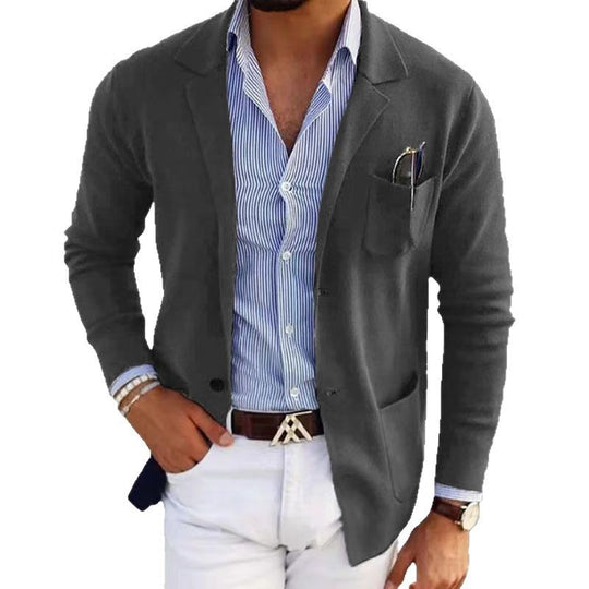 Herren sportlicher Strickblazer mit feiner Struktur und praktischen Taschen EB