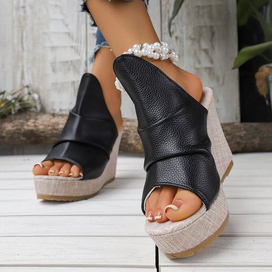 Damen Wedge-Pantoletten mit modernem Riemchen-Design und rutschfester Sohle EB