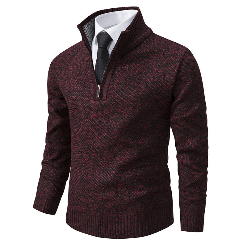 Herren Pullover mit modernem Reißverschluss und strukturierter Oberfläche EB