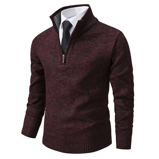 Herren Pullover mit modernem Reißverschluss und strukturierter Oberfläche EB