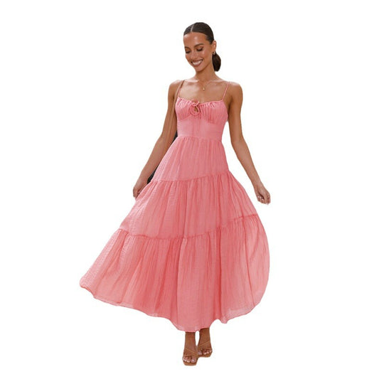 Damen Maxikleid mit verspieltem Schnitt und luftigen Trägern EB