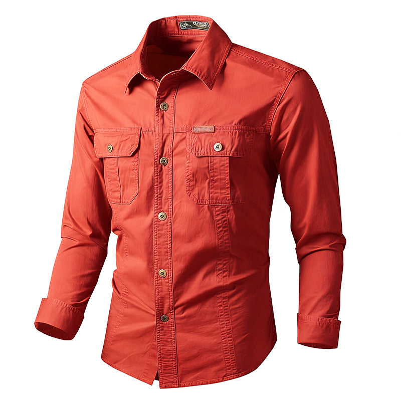 Herren nan leichte Overshirt-Jacke mit Klappbrusttaschen und klassischem Hemdkragen EB