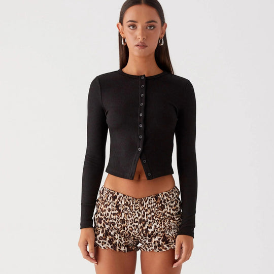 EB | Einfarbige schmal geschnittene lange Strickjacke