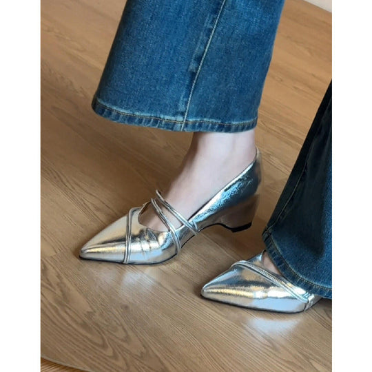 Damen elegante spitze Pumps mit komfortablem Blockabsatz R&B