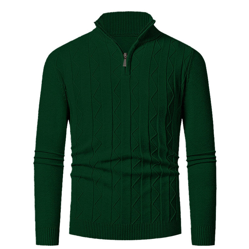 Herren Strickpullover mit stylischem Reißverschluss und Zopfmuster EB