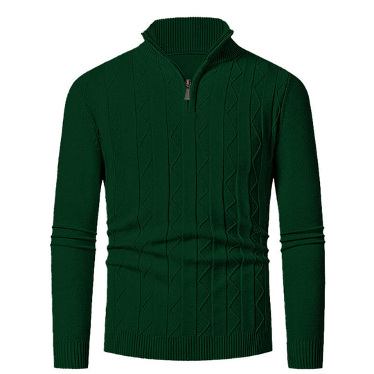 Herren Strickpullover mit stylischem Reißverschluss und Zopfmuster EB