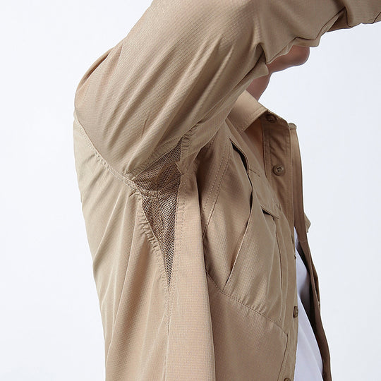Herren nan leichtes Utility-Hemdjacke mit Brustklappen, Reißverschlusstasche und stretchigem Funktionsgewebe EB
