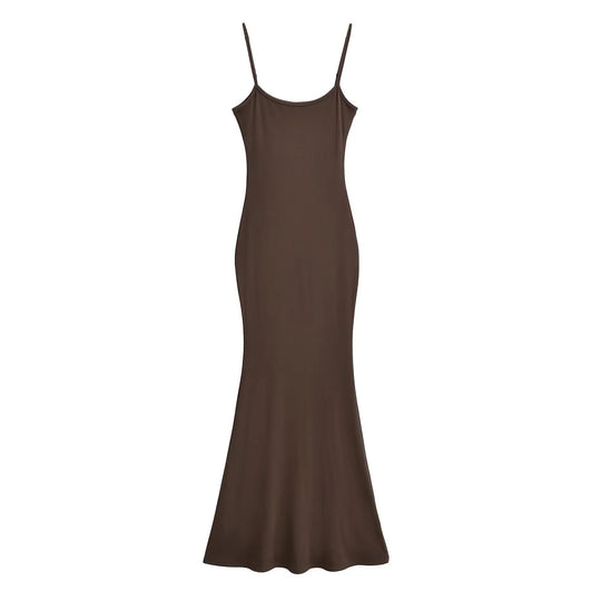 Damen figurbetontes Träger-Maxikleid aus Jersey
