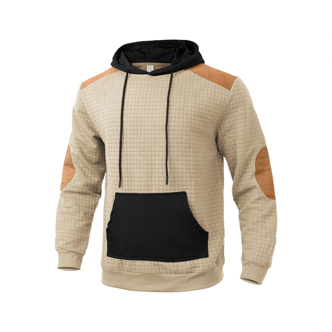 Herren modischer Kapuzenpullover mit strukturiertem Design und Kunstlederakzenten EB