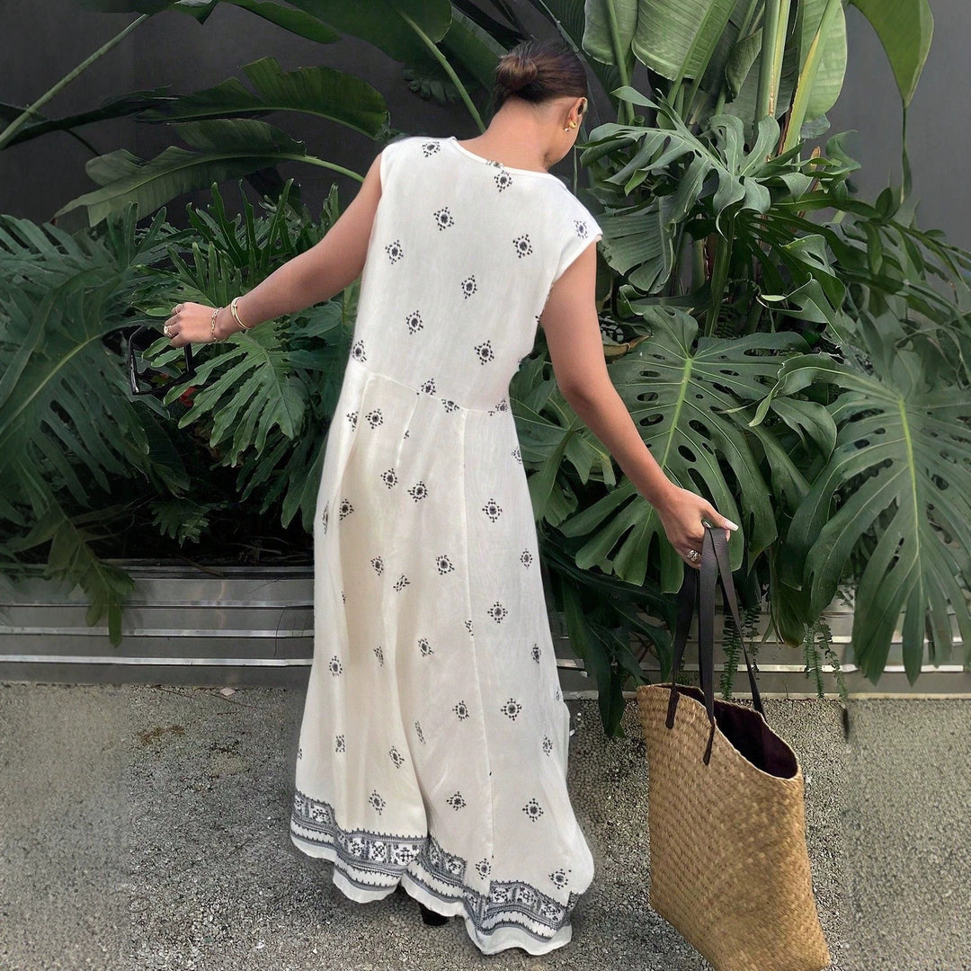 Damen Maxikleid mit eleganter Stickerei und fließendem Schnitt EB