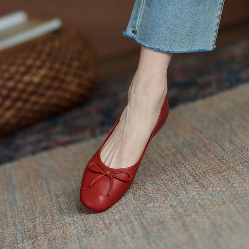 Damen Ballerinas mit dekorativem Schleifenakzent und rutschfester Sohle EB