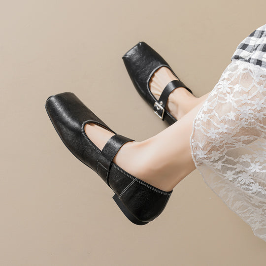 Damen Ballerinas mit modischem Riemenverschluss und orthopädischer Innensohle EB