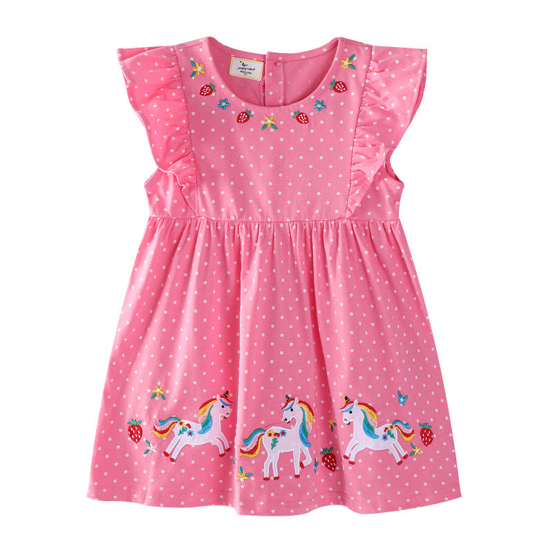 Mädchen Freizeitkleid mit zauberhaften Katzenmotiven EB