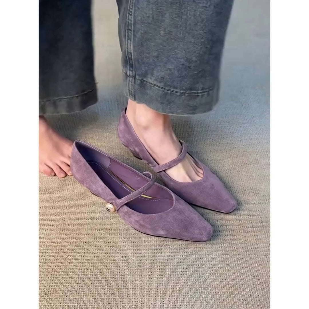Damen elegante Mary Jane Ballerinas mit modischem Riemenverschluss und schicker Schnallenapplikation EB