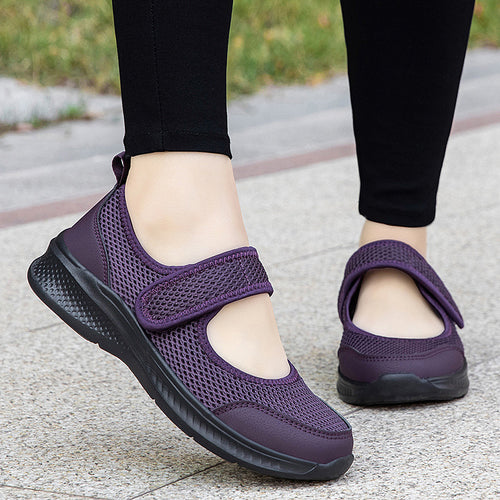 Damen nan Klett-Riemen-Sneaker im Ballerina-Stil mit atmungsaktivem Meshoberteil und flexibler Leichtsohle EB
