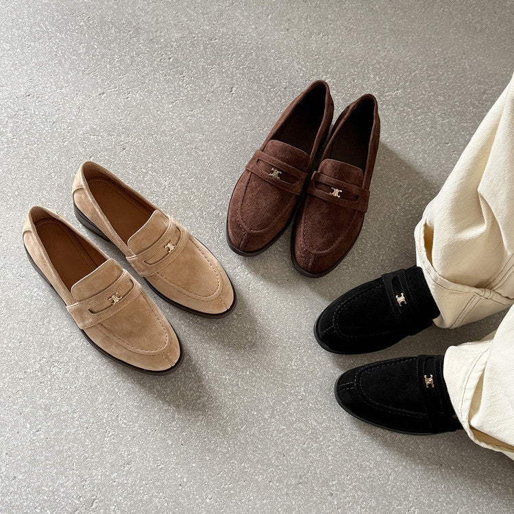 Damen Loafer aus hochwertigem Wildleder mit elegantem Schnallen-Detail EB