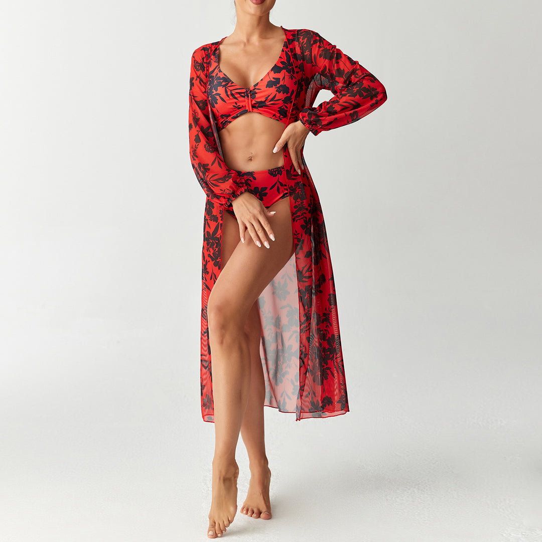 Damen Bikiniset mit transparentem Strandüberwurf EB