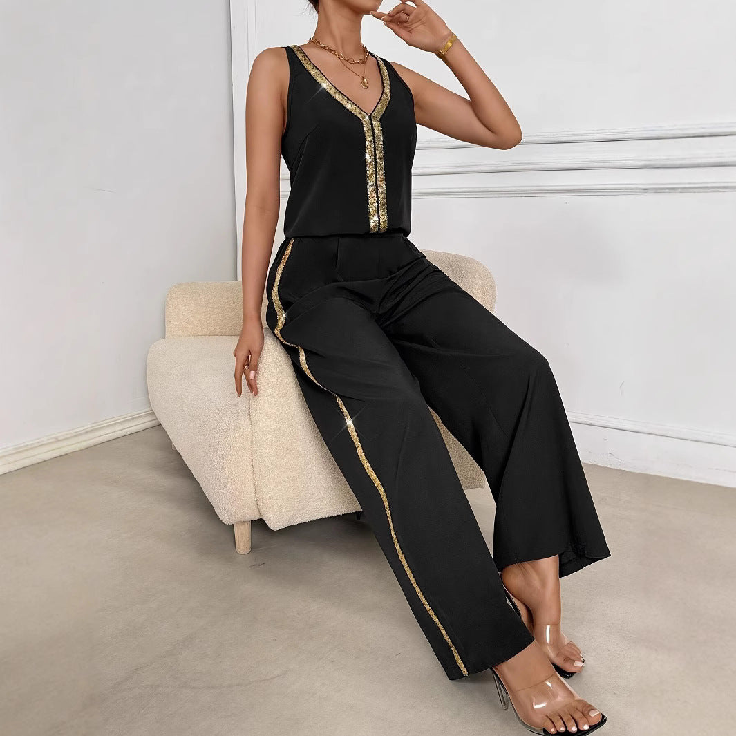 Damen elegantes und farbenfrohes Jumpsuit Set EB