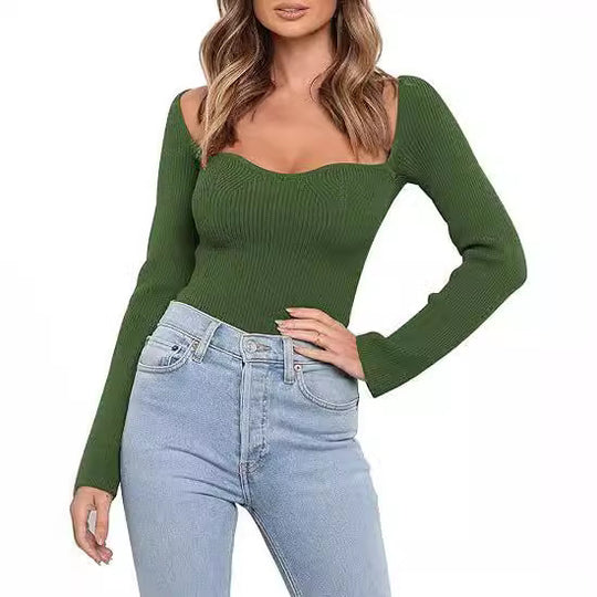 Damen elegante cropped Strickbluse EB