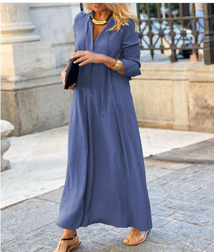 Damen Luftiges Maxikleid mit eleganter Knopfdetail EB