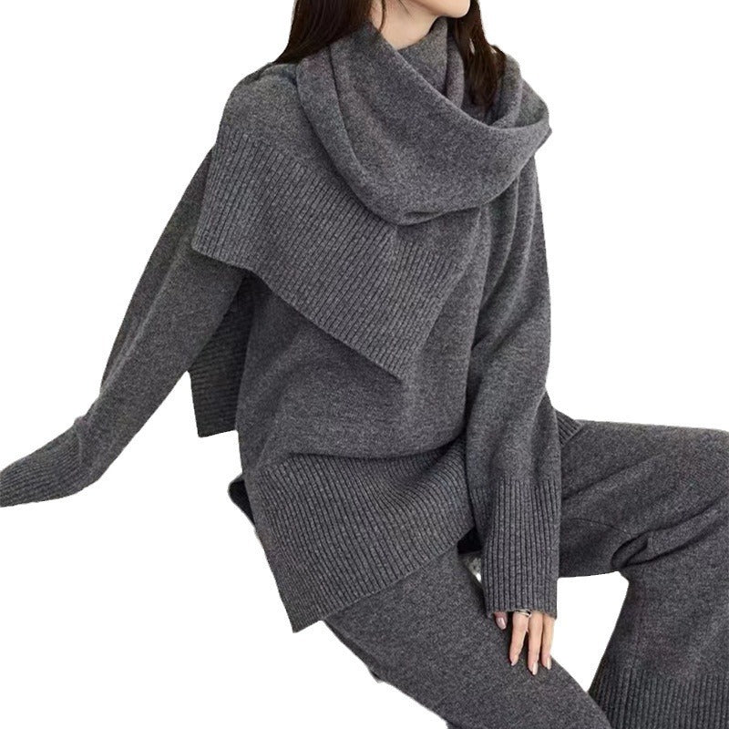 Damen Strickensemble mit locker sitzendem Pullover und weit geschnittener Hose EB