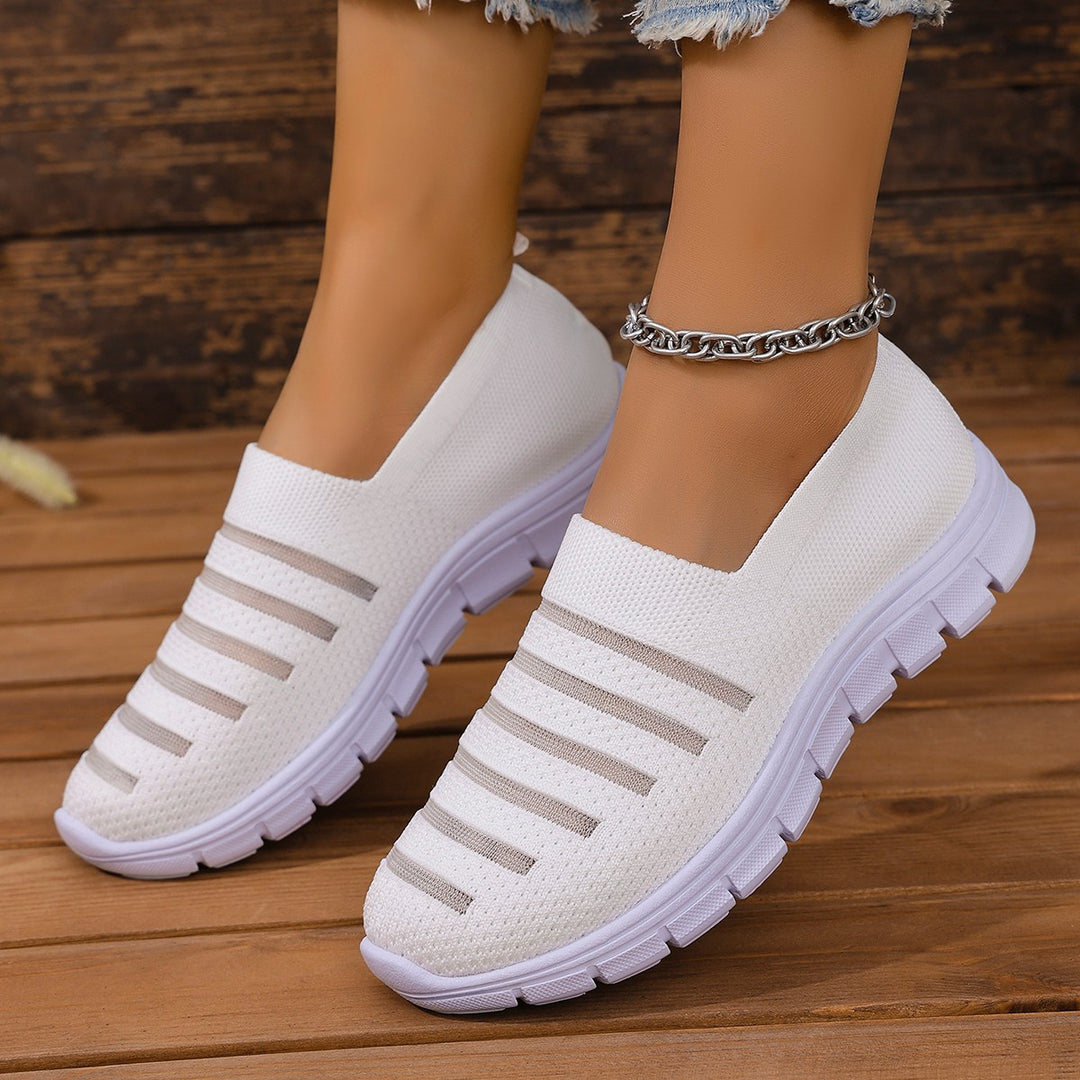 Damen Atmungsaktive Slip-On Sneakers mit elastischem Riemendesign EB