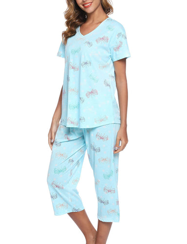 Damen Pyjama-Set mit verspieltem Katzenmotiv EB