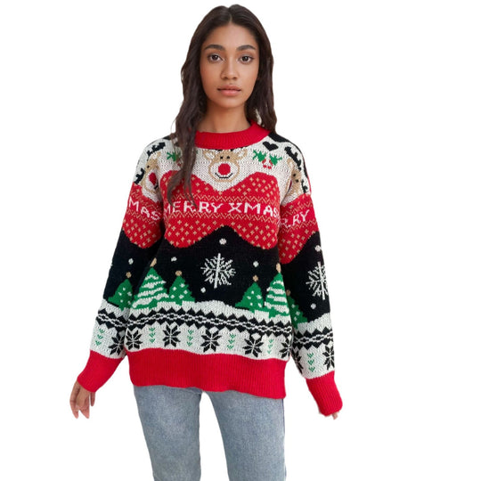 Damen Weihnachtspullover mit festlichen Motiven und bequemer Passform EB