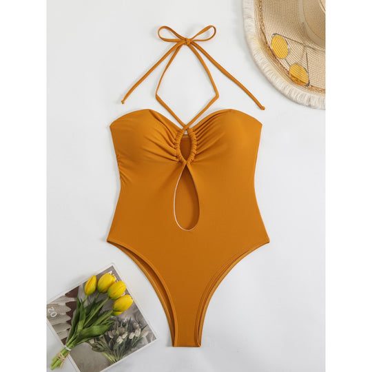Damen Einteiliger Badeanzug mit modischem Cut-Out-Design und trägerlosem Oberteil EB