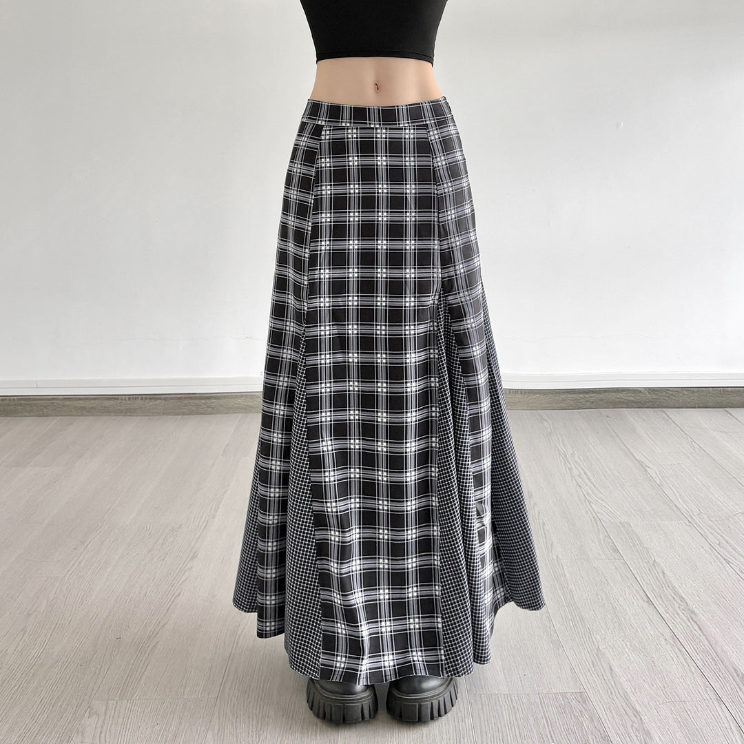 Damen Maxirock mit modernem Karomuster und eleganter Schlitzgestaltung EB