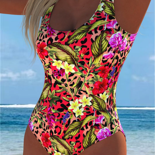 Damen Einteiliger Badeanzug mit floralen Akzenten und sportlichem Schnitt EB