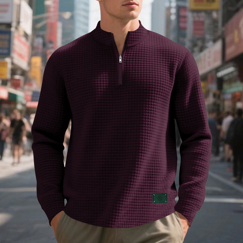 Herren Stepppullover mit modernem Reißverschluss und strukturiertem Design EB