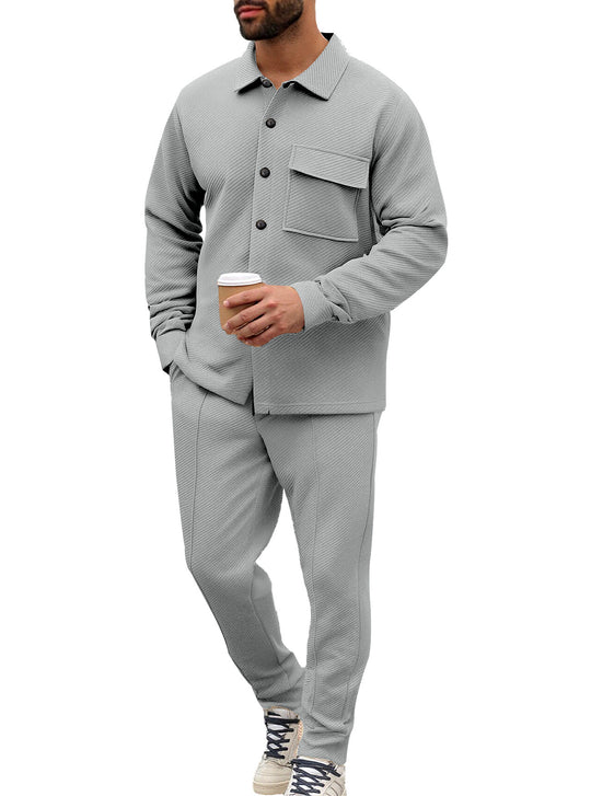 Herren nan Hemdenjacke-Set mit aufgesetzter Klappentasche und konischer Komforthose EB