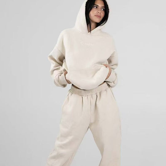 Damen nan oversized Kapuzenpullover mit Kängurutasche und weichem Fleece-Innenfutter EB