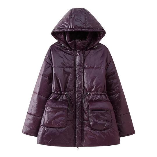 Damen Steppjacke mit Kapuze und taillierbarem Gürtel EB