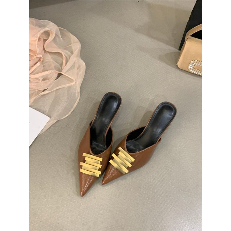 Damen stilvolle Mules mit elastischen Riemchen EB