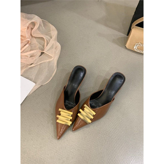Damen stilvolle Mules mit elastischen Riemchen EB