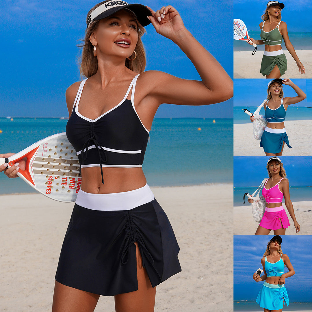 Damen Sportliches Badeoutfit mit asymmetrischem Rock EB