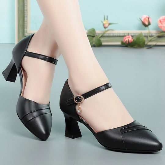 Damen Elegante Pumps mit modischem Riemchen und komfortablem Blockabsatz EB
