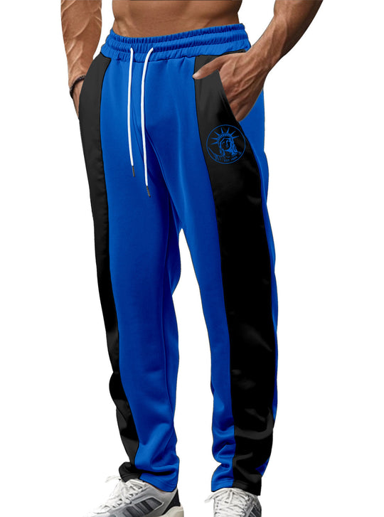 Herren nan sportive Trackpants mit seitlichen Kontrastbahnen elastischem Bund Kordelzug und Hirschstickerei EB