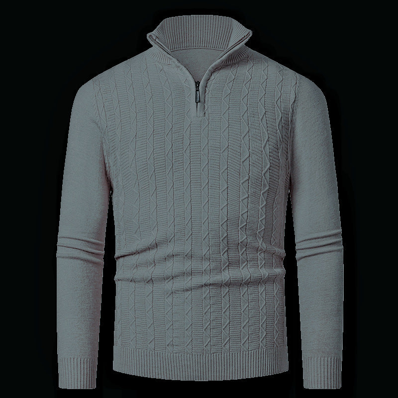Herren Strickpullover mit modernem Kragen und Reißverschluss EB